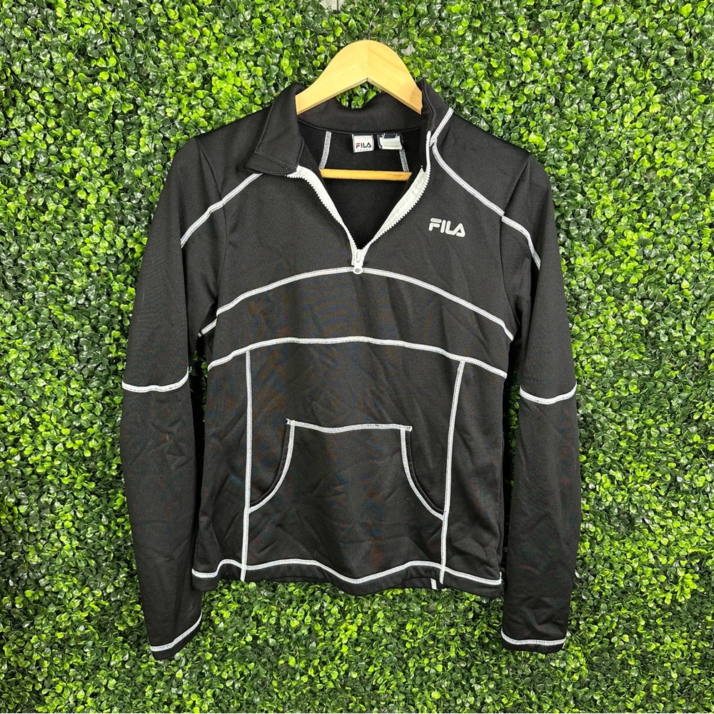 Fila sport Black with‎ White stitching Pullover quarter zip sweater  nwot